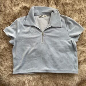 Eloise Baby Blue Velour Crop Top